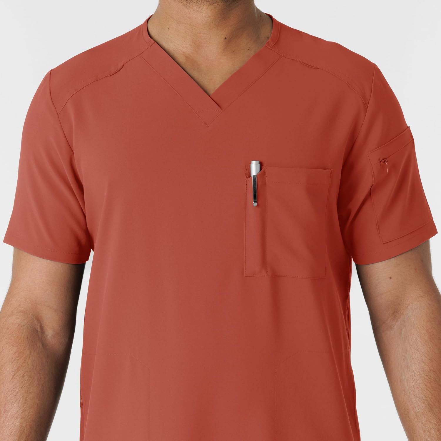 image:imageWink Renew Mens VNeck 5 Pocket Scrub TopMineral Red