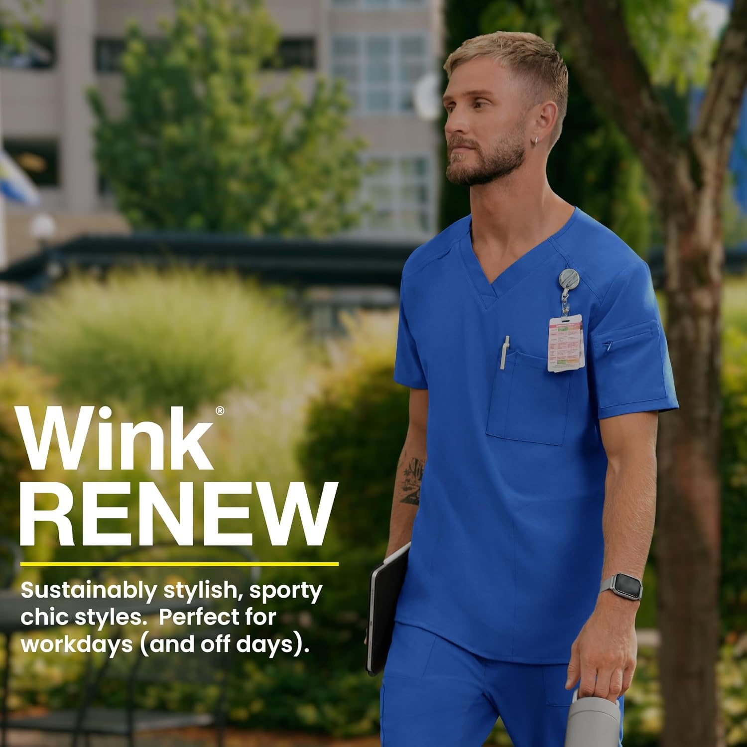 image:imageWink Renew Mens VNeck 5 Pocket Scrub TopMineral Red