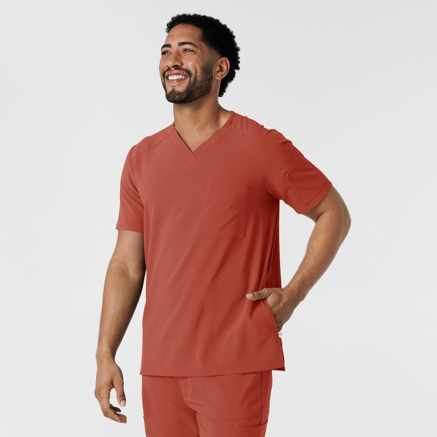 image:imageWink Renew Mens VNeck 5 Pocket Scrub TopMineral Red