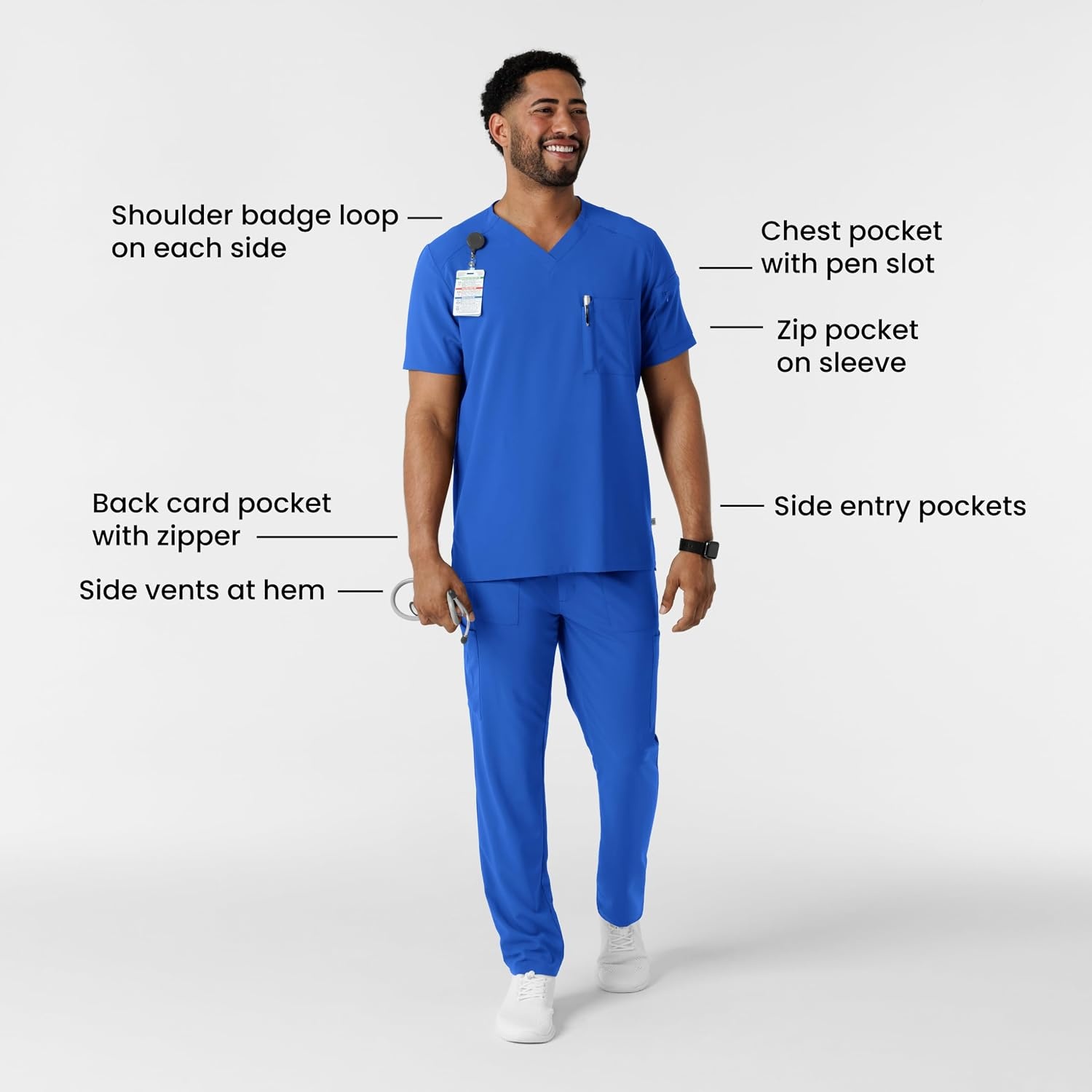 image:imageWink Renew Mens VNeck 5 Pocket Scrub TopRoyal