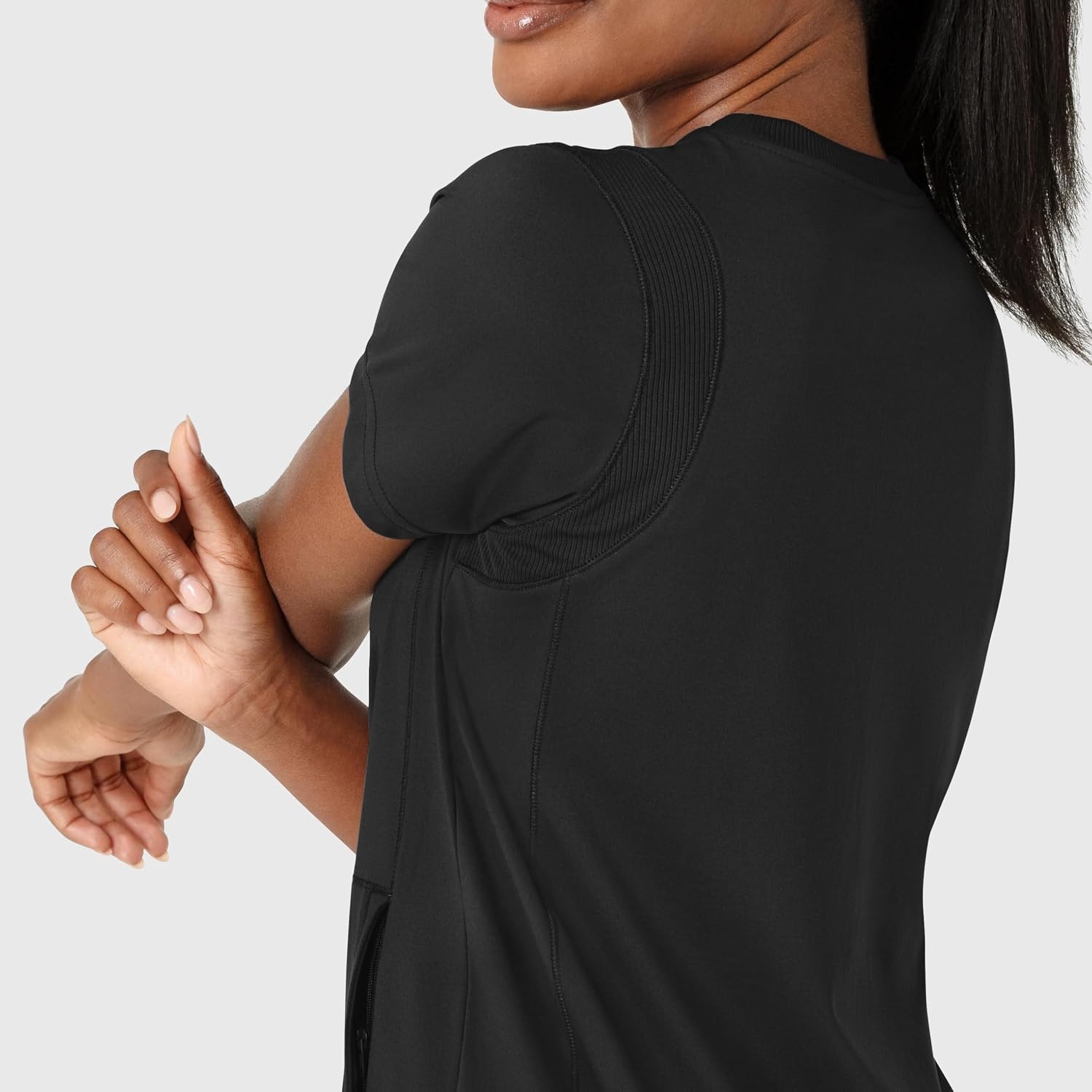 image:imageWink Renew Womens FlexnReach Crew Neck Scrub TopBlack