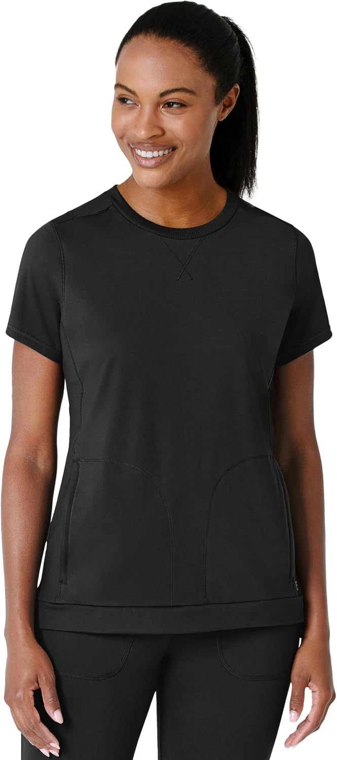 image:imageWink Renew Womens FlexnReach Crew Neck Scrub TopBlack