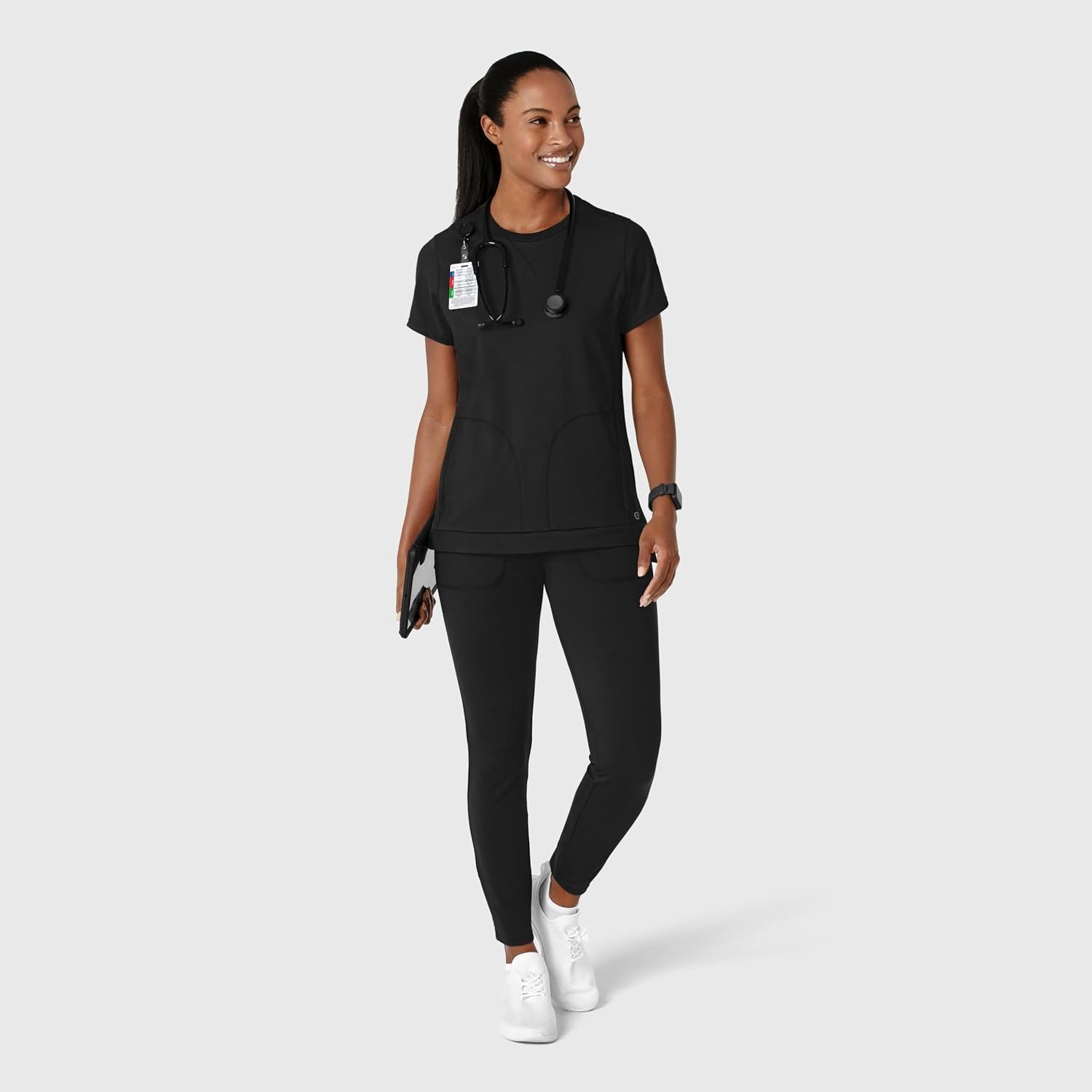 image:imageWink Renew Womens FlexnReach Crew Neck Scrub TopBlack