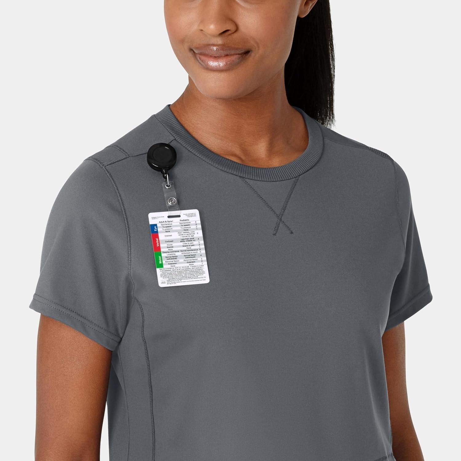 image:imageWink Renew Womens FlexnReach Crew Neck Scrub TopPewter