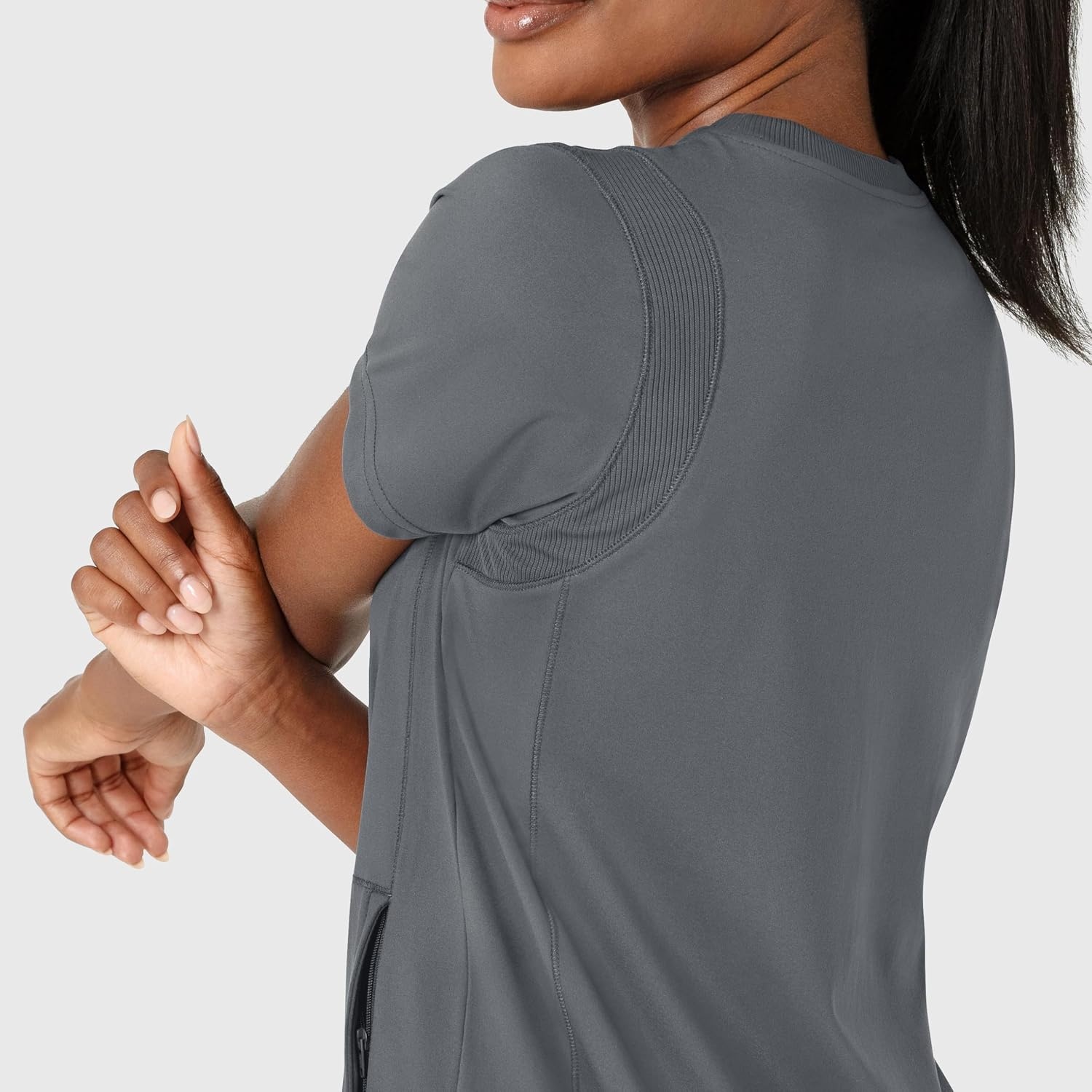 image:imageWink Renew Womens FlexnReach Crew Neck Scrub TopPewter