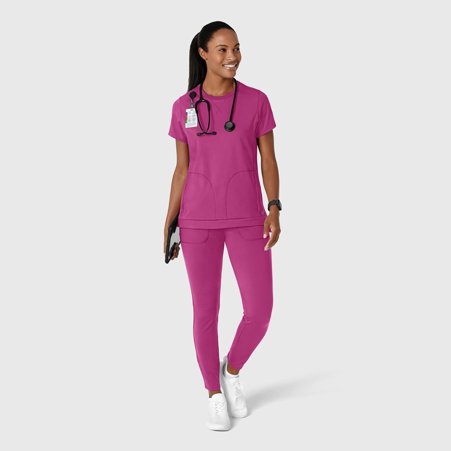 image:imageWink Renew Womens FlexnReach Crew Neck Scrub TopRaspberry