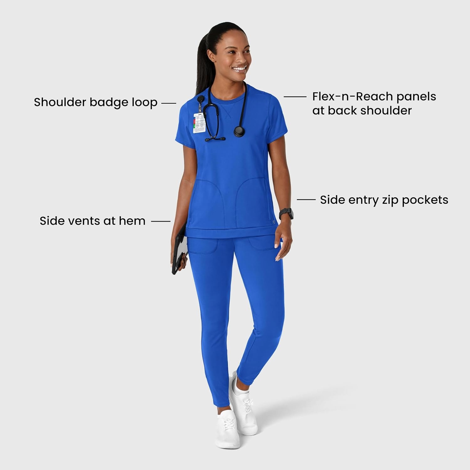 image:imageWink Renew Womens FlexnReach Crew Neck Scrub TopRoyal