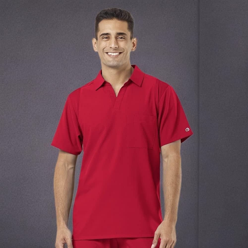 image:imageWink W123 Mens Collar Scrub TopRed