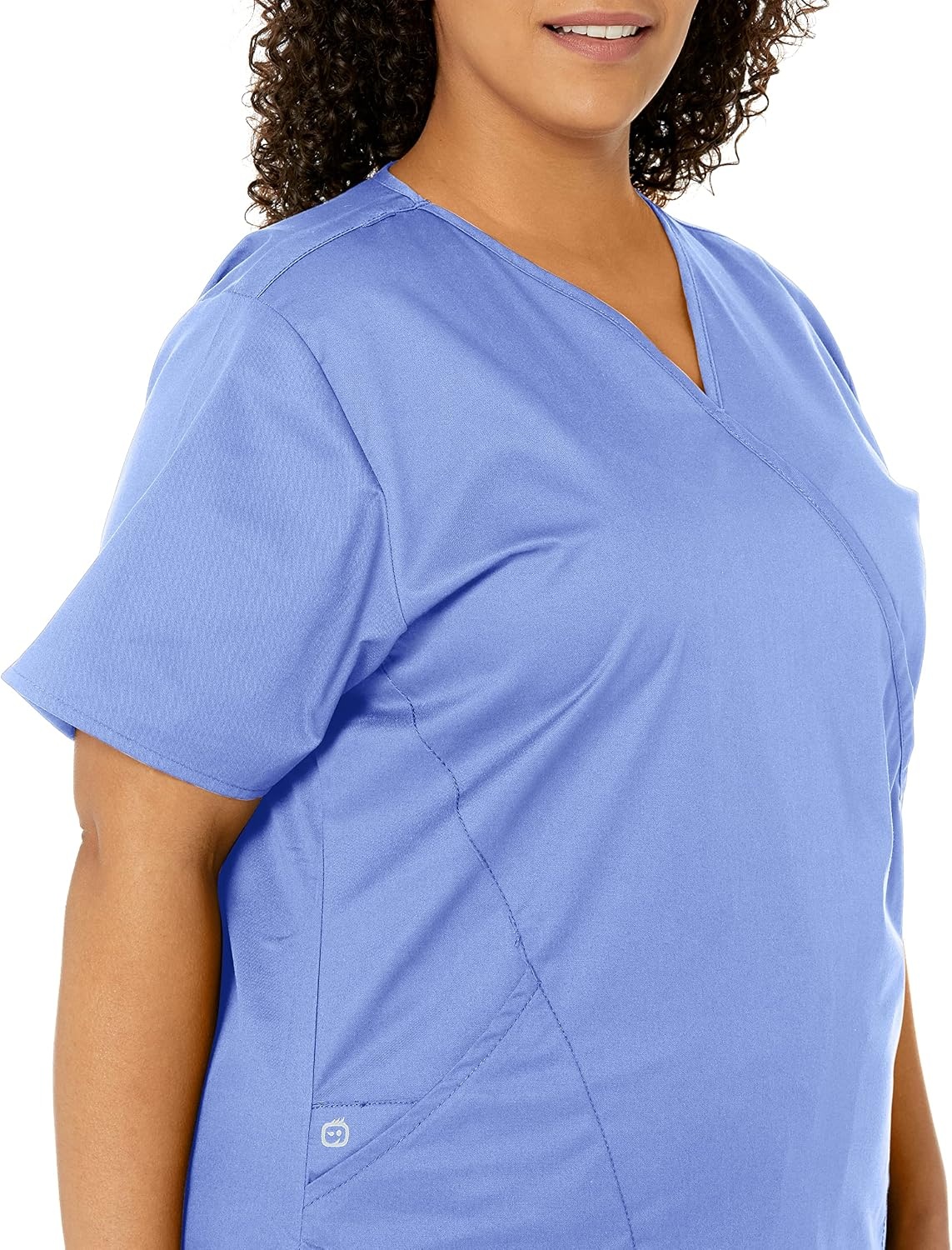 image:imageWink W123 Womens Mock Wrap Scrub TopCeil Blue
