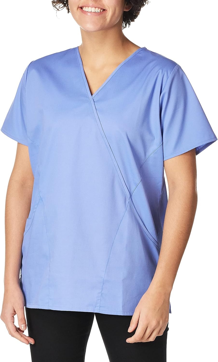 image:imageWink W123 Womens Mock Wrap Scrub TopCeil Blue