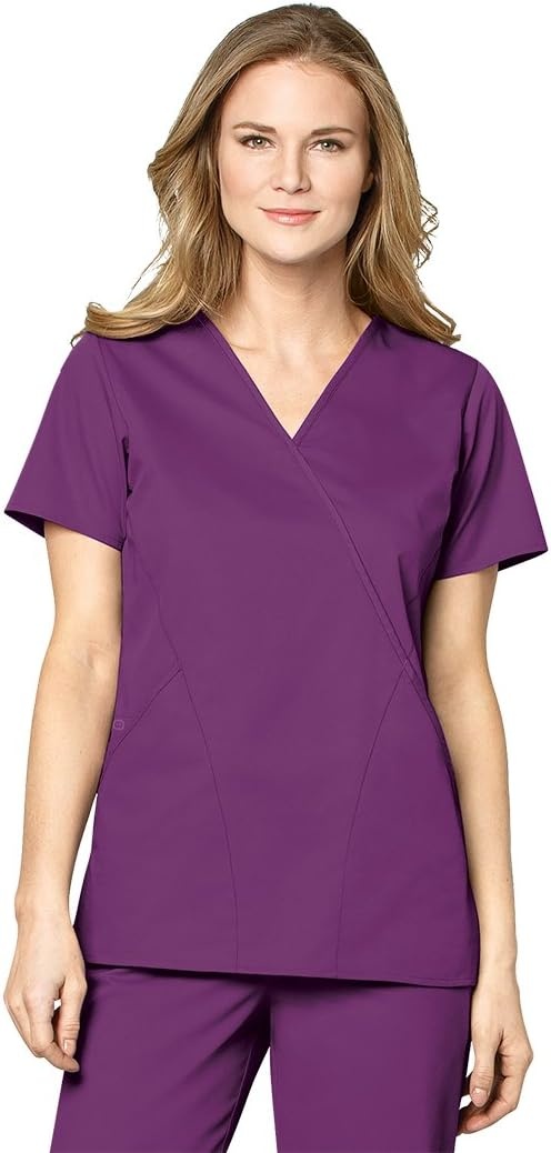 image:imageWink W123 Womens Mock Wrap Scrub TopEggplant