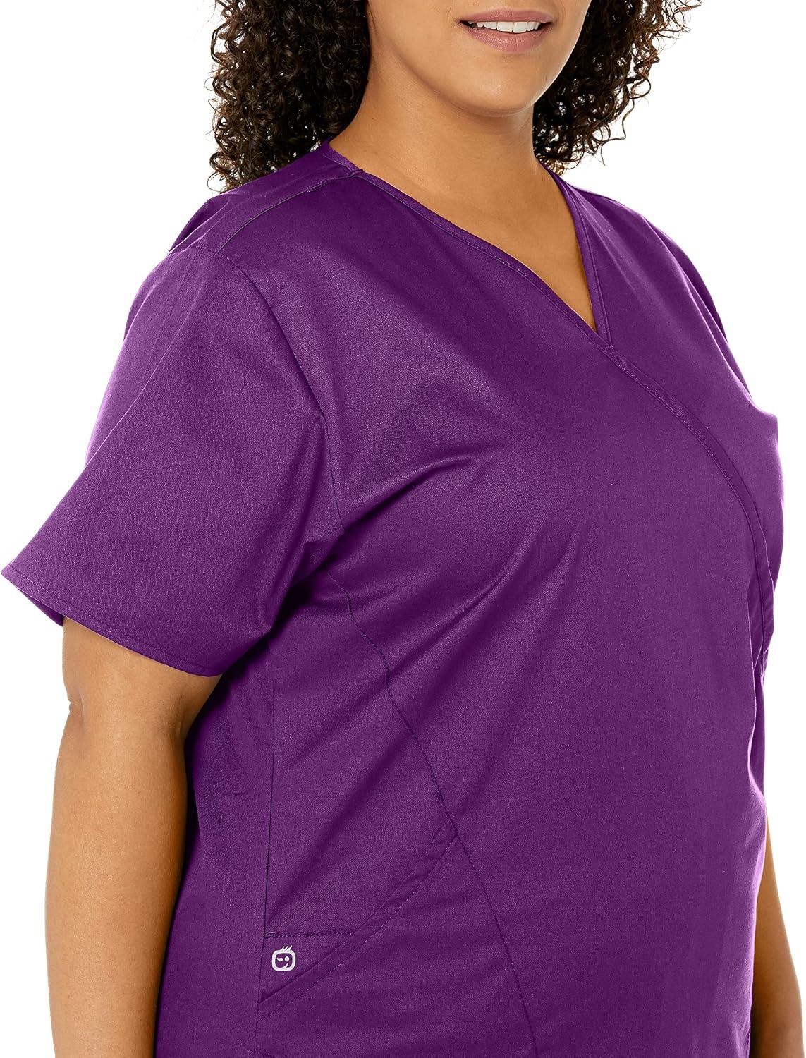 image:imageWink W123 Womens Mock Wrap Scrub TopEggplant