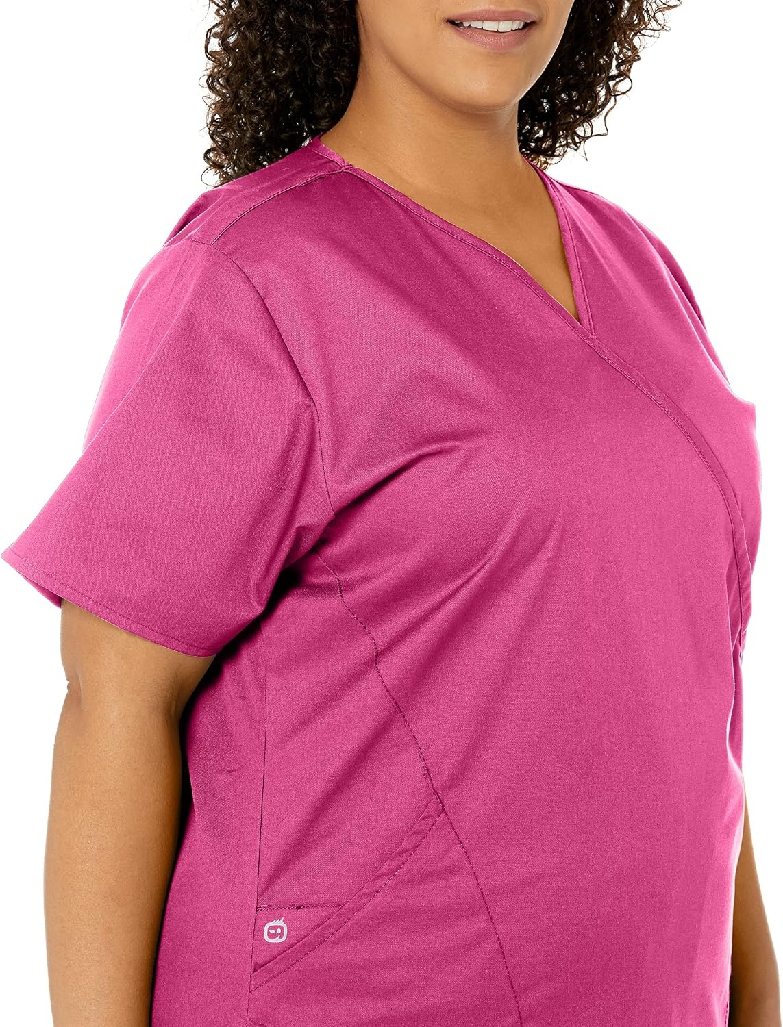 image:imageWink W123 Womens Mock Wrap Scrub TopFuchsia