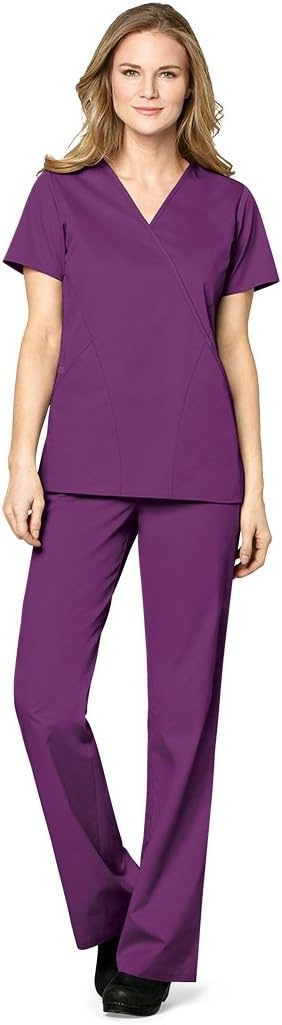 image:imageWink W123 Womens Mock Wrap Scrub TopGrape