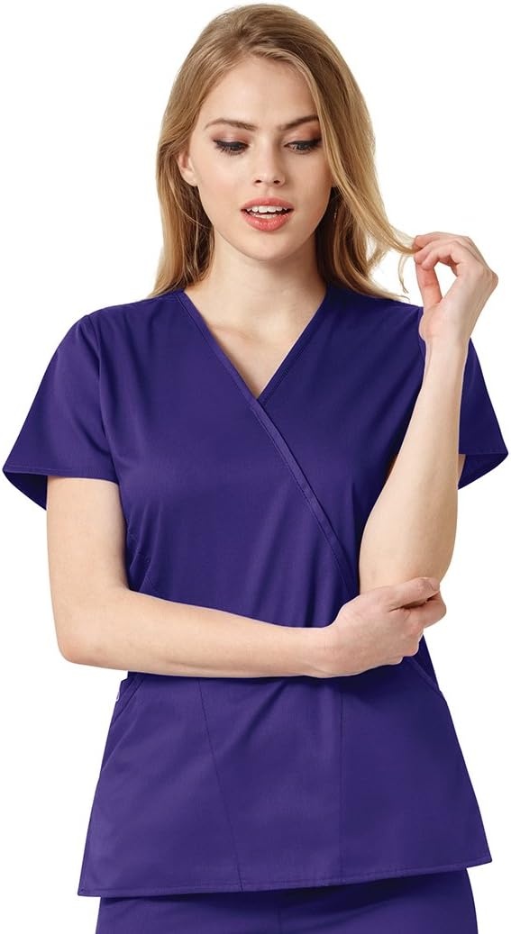 image:imageWink W123 Womens Mock Wrap Scrub TopGrape