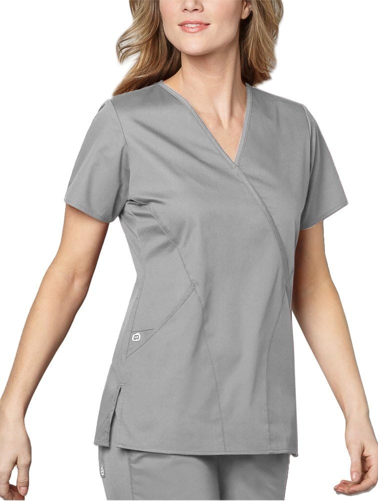 image:imageWink W123 Womens Mock Wrap Scrub TopGrey