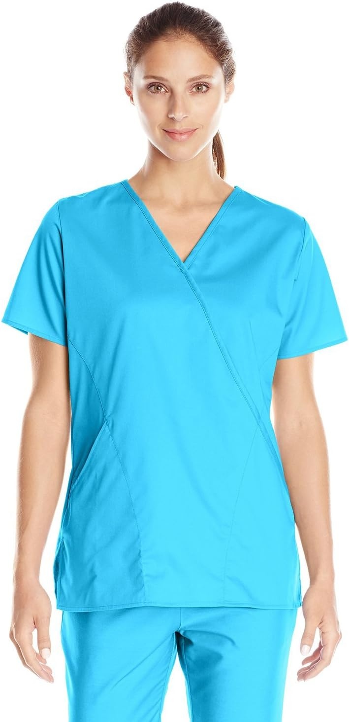 image:imageWink W123 Womens Mock Wrap Scrub TopLight Turquoise