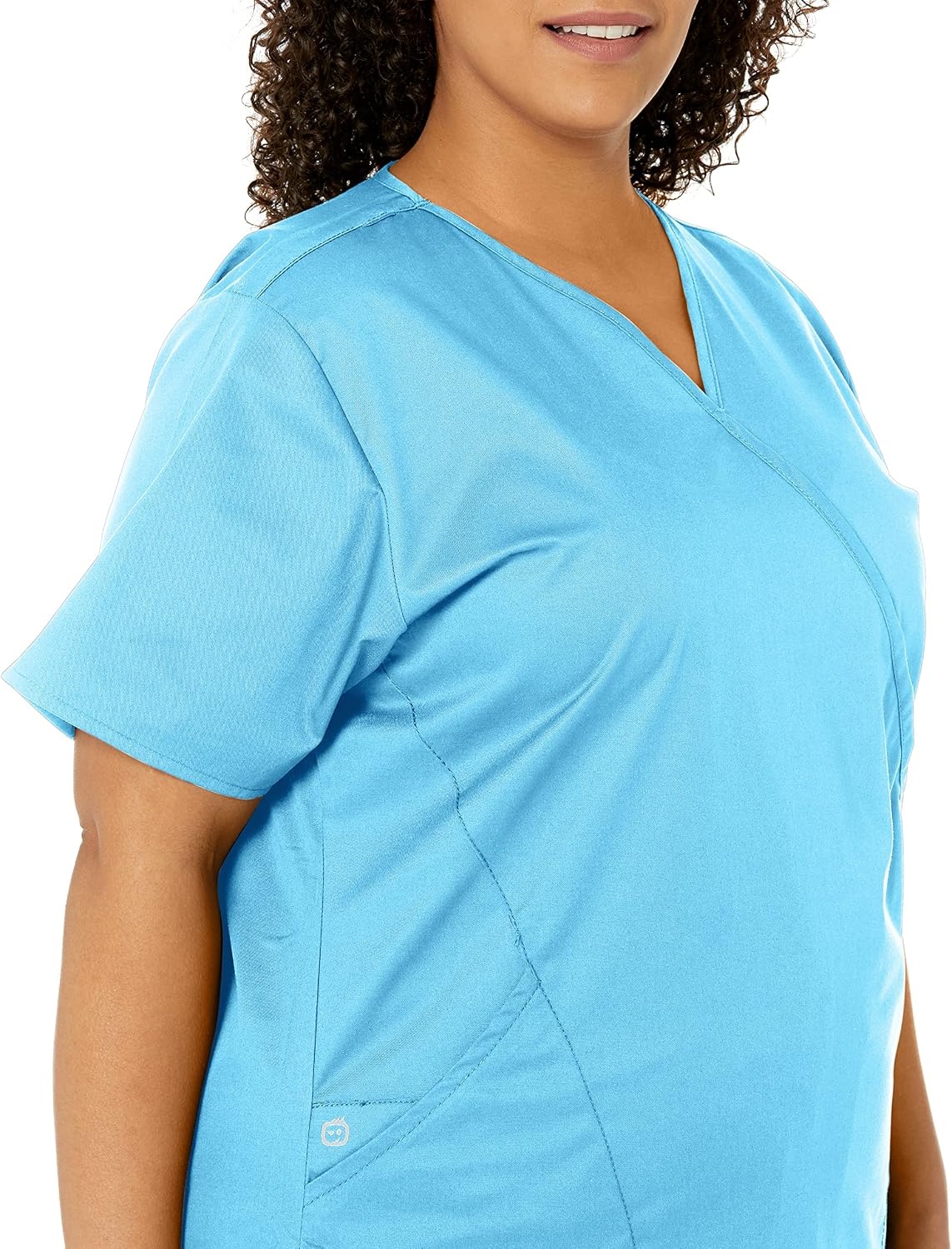 image:imageWink W123 Womens Mock Wrap Scrub TopLight Turquoise