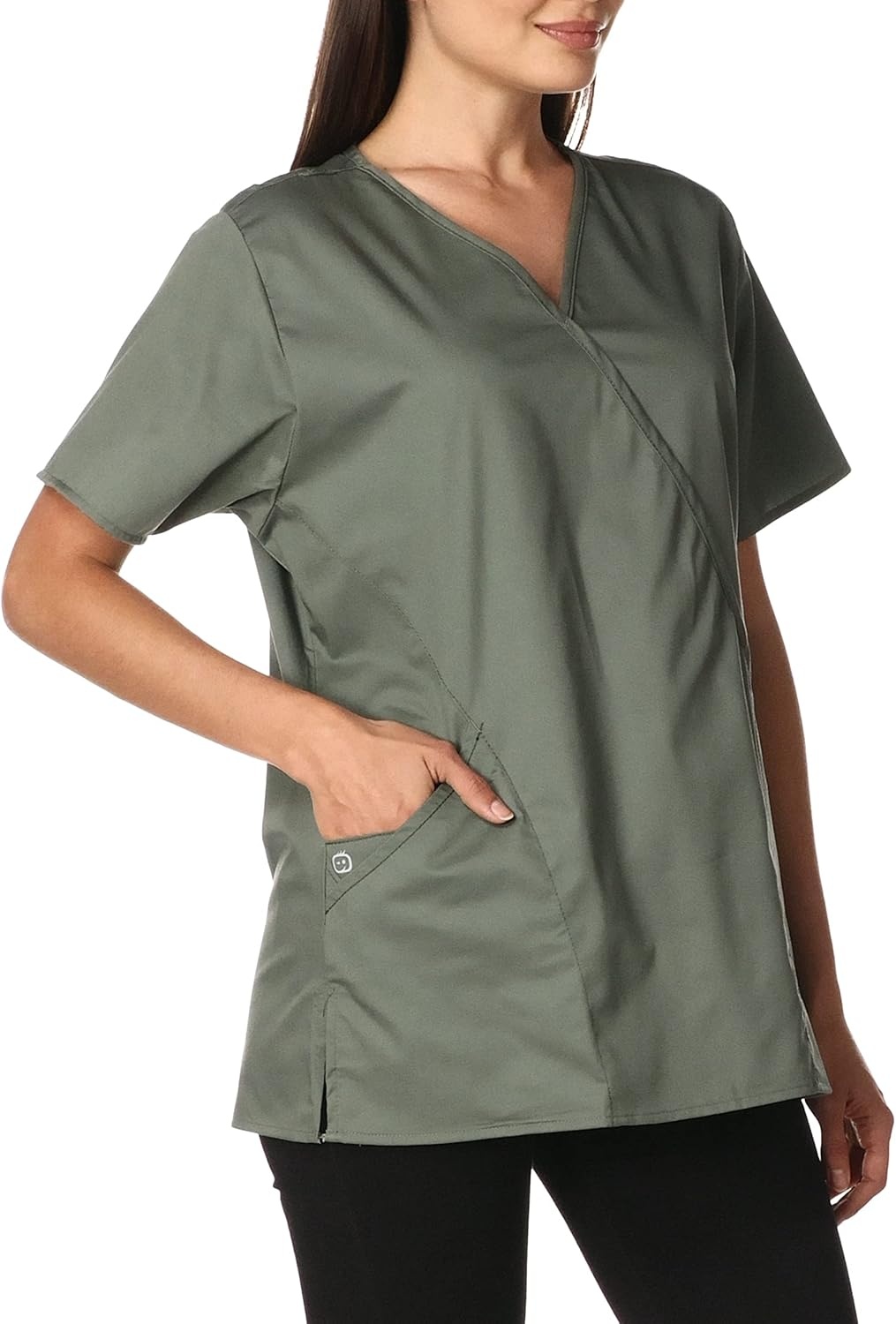 image:imageWink W123 Womens Mock Wrap Scrub TopOlive
