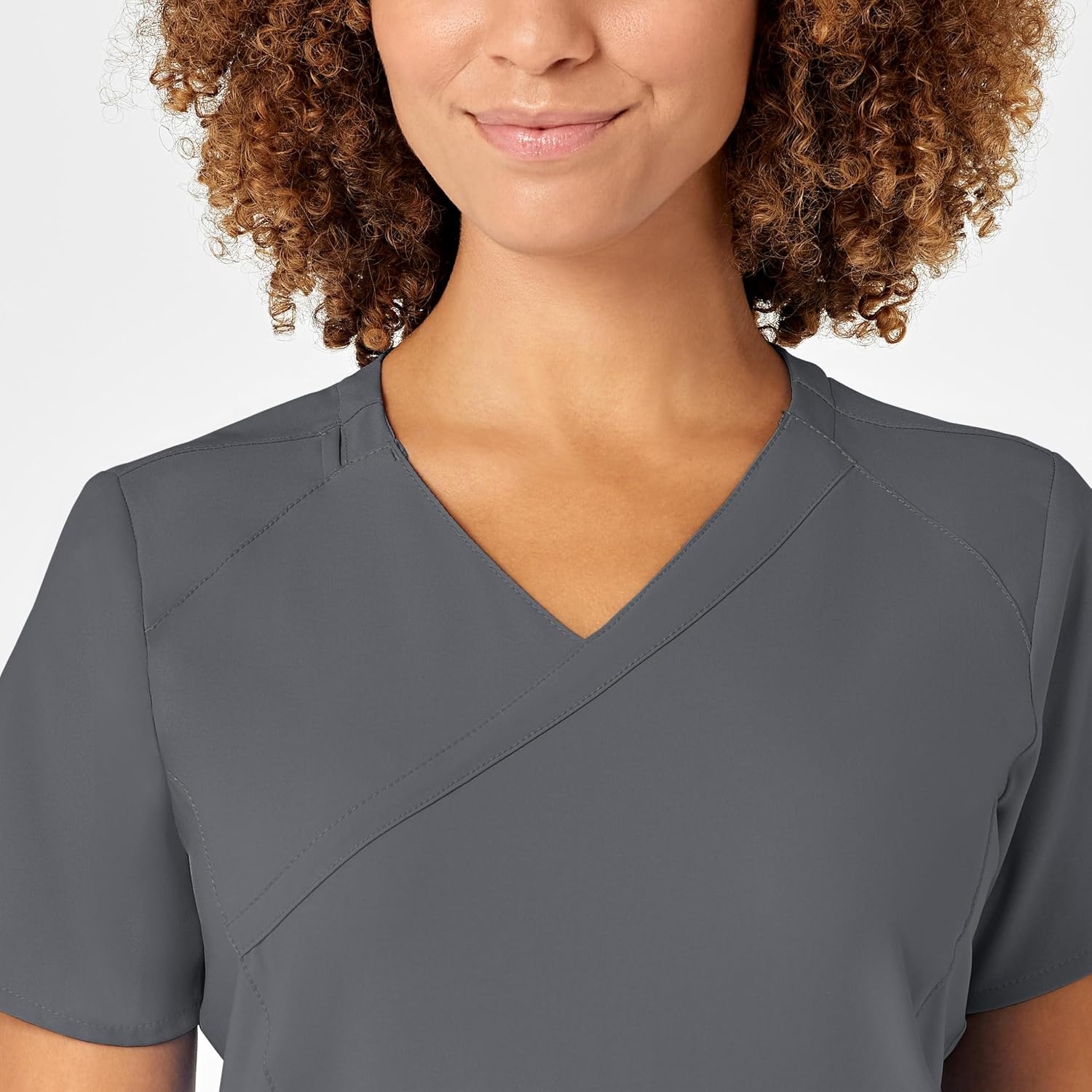 image:imageWink W123 Womens Mock Wrap Scrub TopPewter