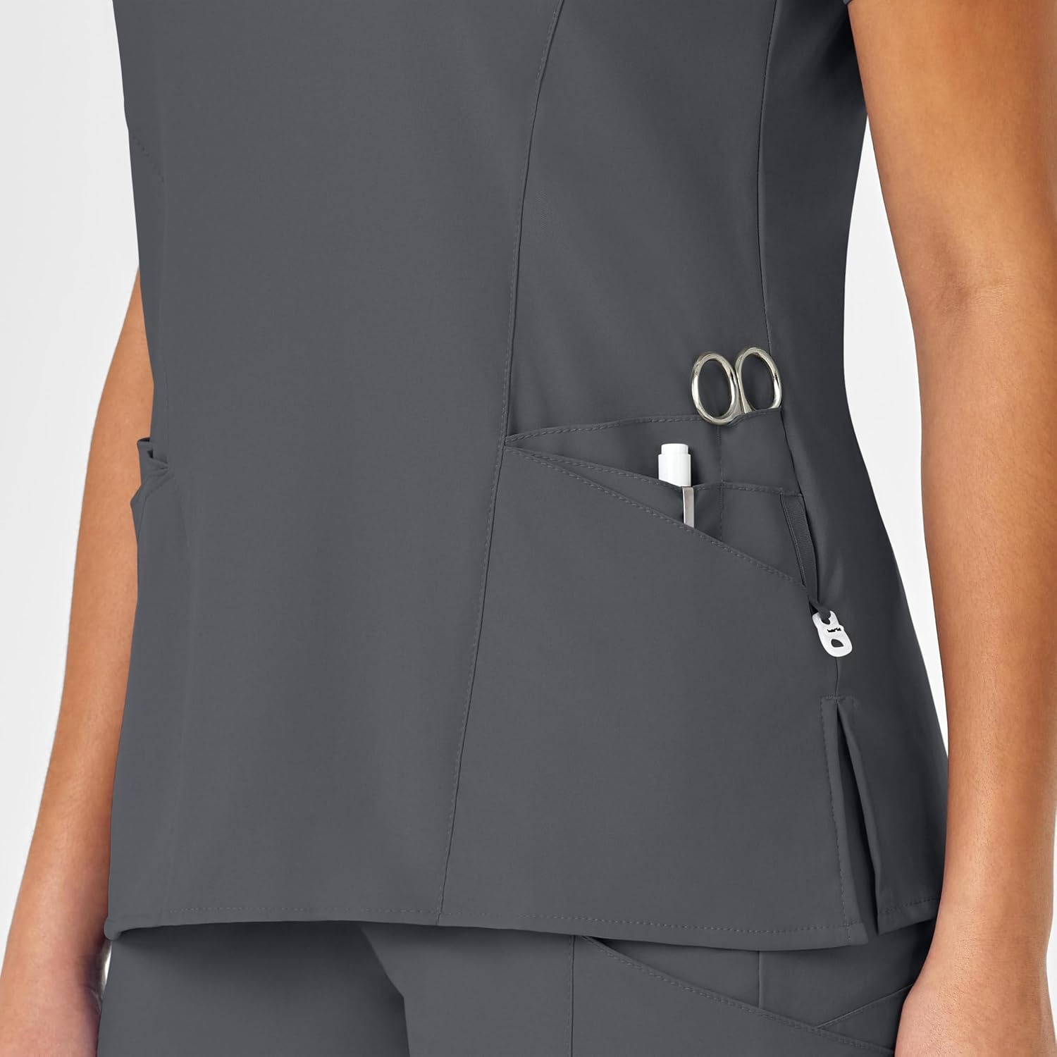 image:imageWink W123 Womens Mock Wrap Scrub TopPewter