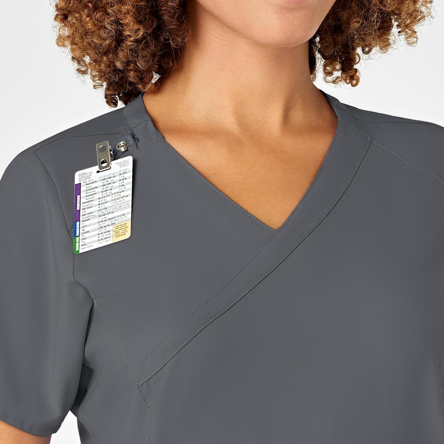 image:imageWink W123 Womens Mock Wrap Scrub TopPewter