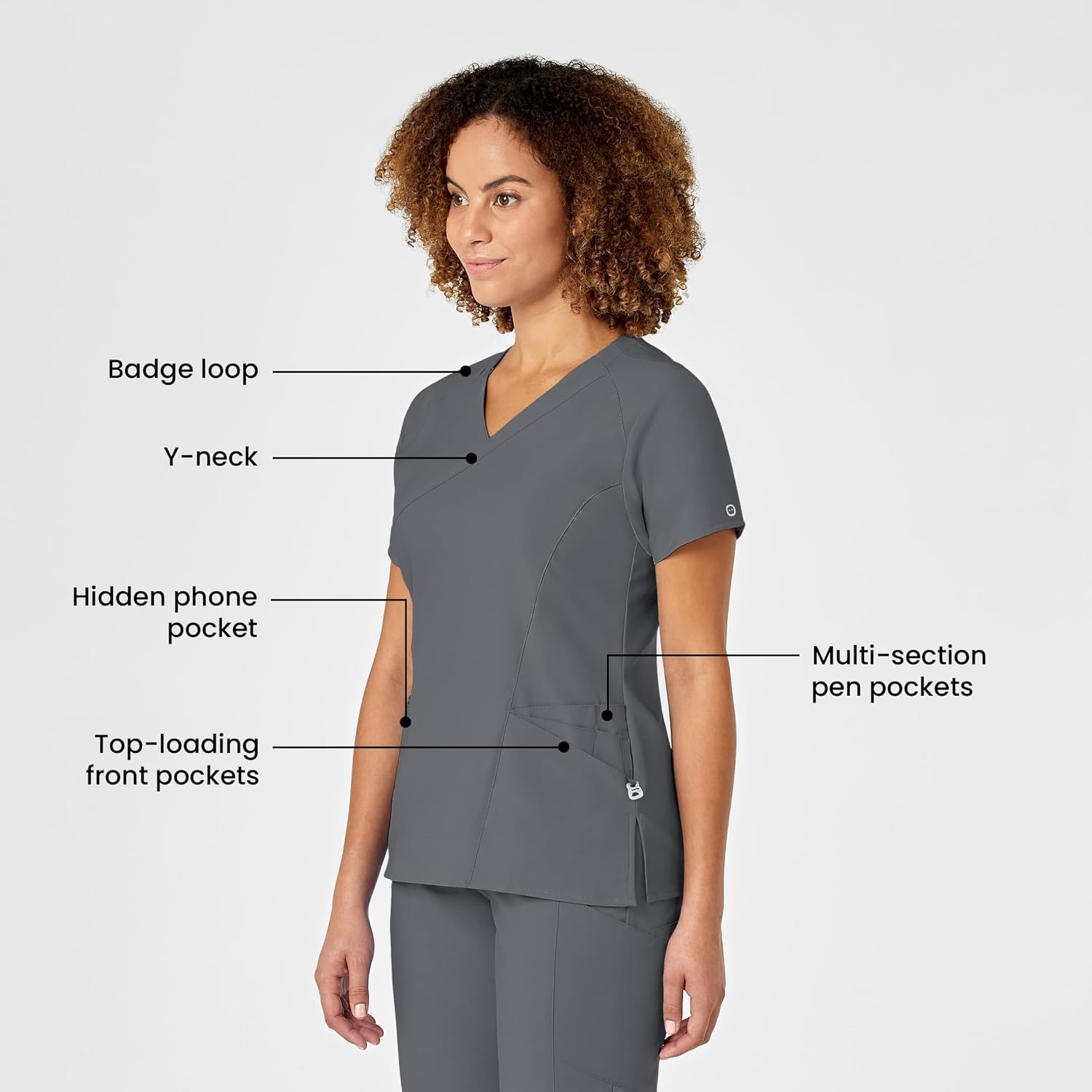 image:imageWink W123 Womens Mock Wrap Scrub TopPewter