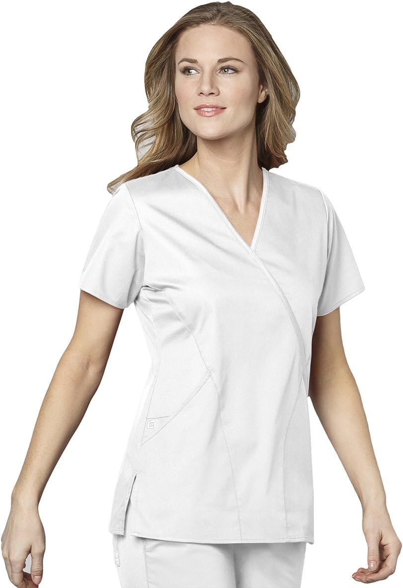 image:imageWink W123 Womens Mock Wrap Scrub TopWhite