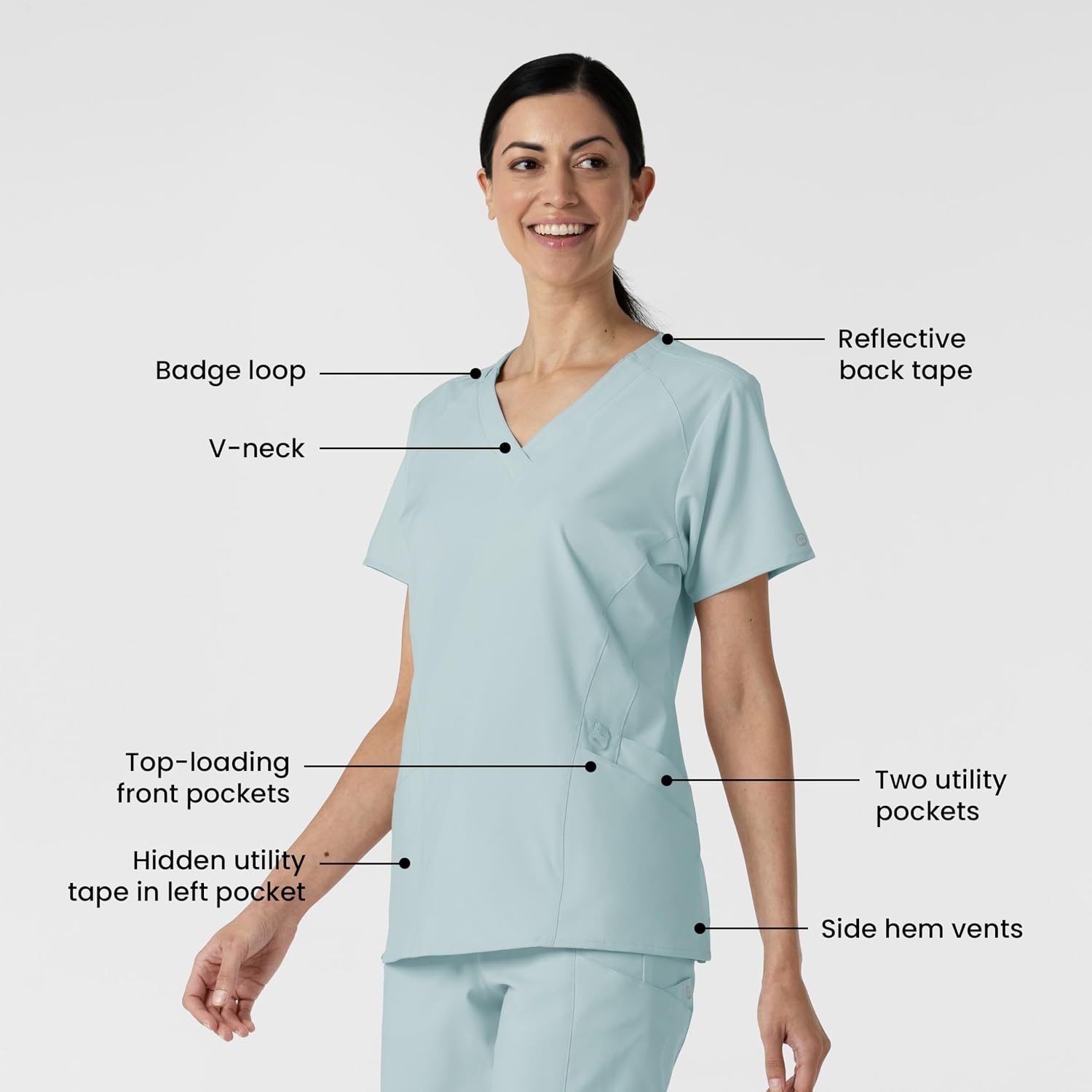 image:imageWink W123 Womens Stylized VNeck Scrub TopSky Blue
