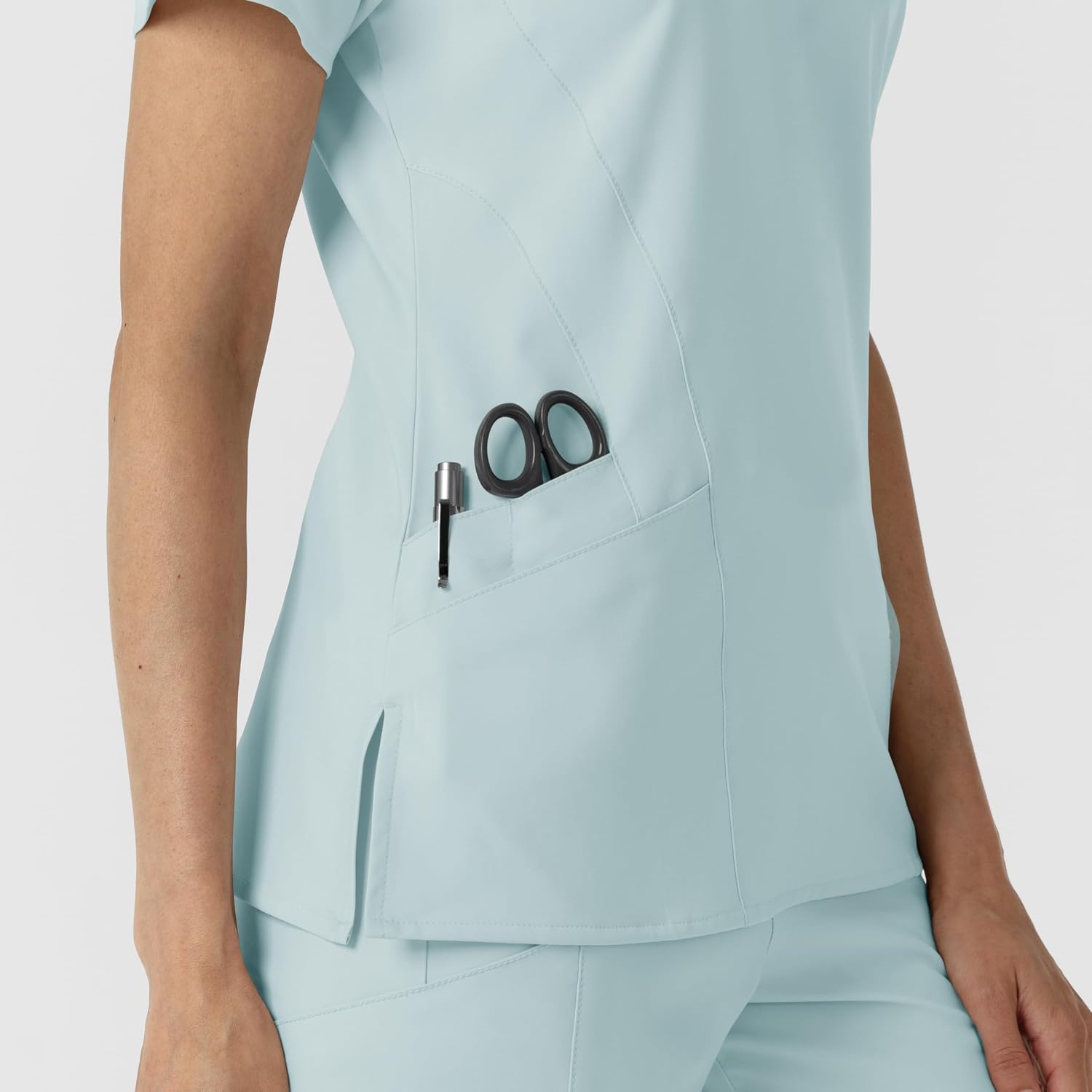 image:imageWink W123 Womens Stylized VNeck Scrub TopSky Blue
