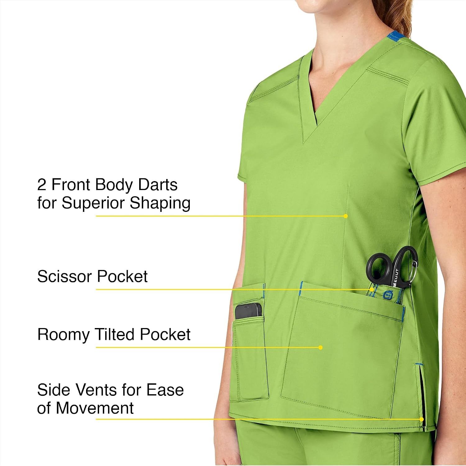 image:imageWink WonderFLEX Womens Verity VNeck Scrub TopGreen Apple