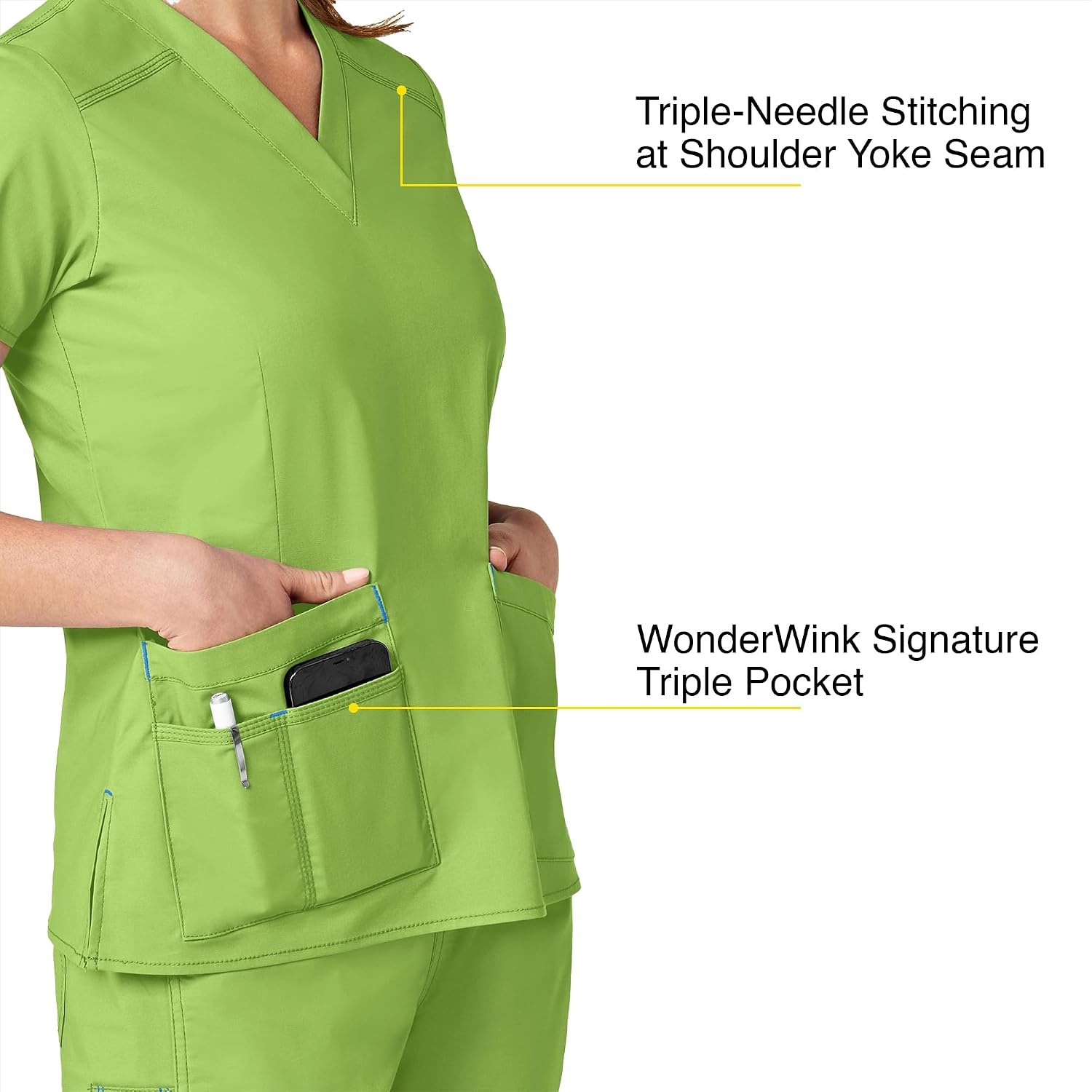 image:imageWink WonderFLEX Womens Verity VNeck Scrub TopGreen Apple