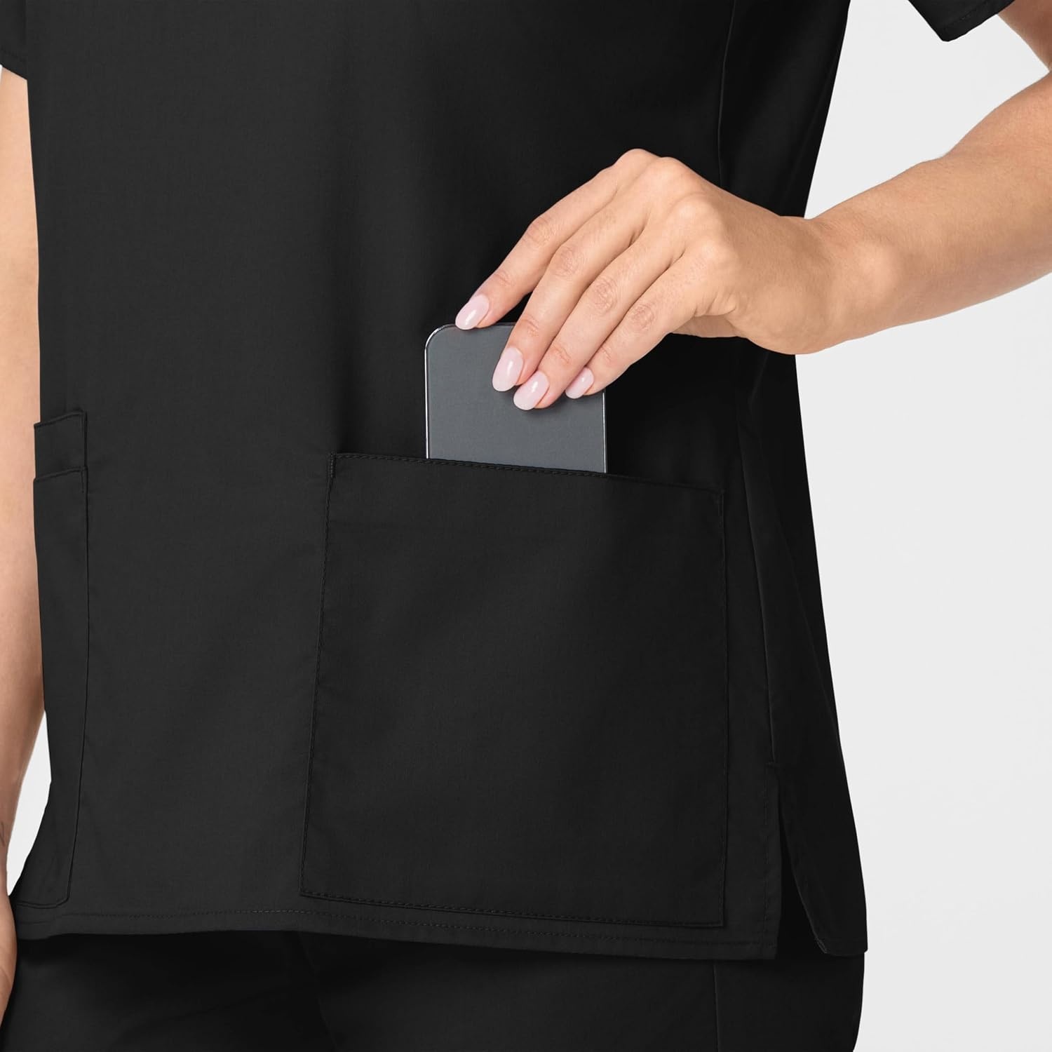 image:imageWink WonderWORK Womens VNeck Scrub Top Black 2XS