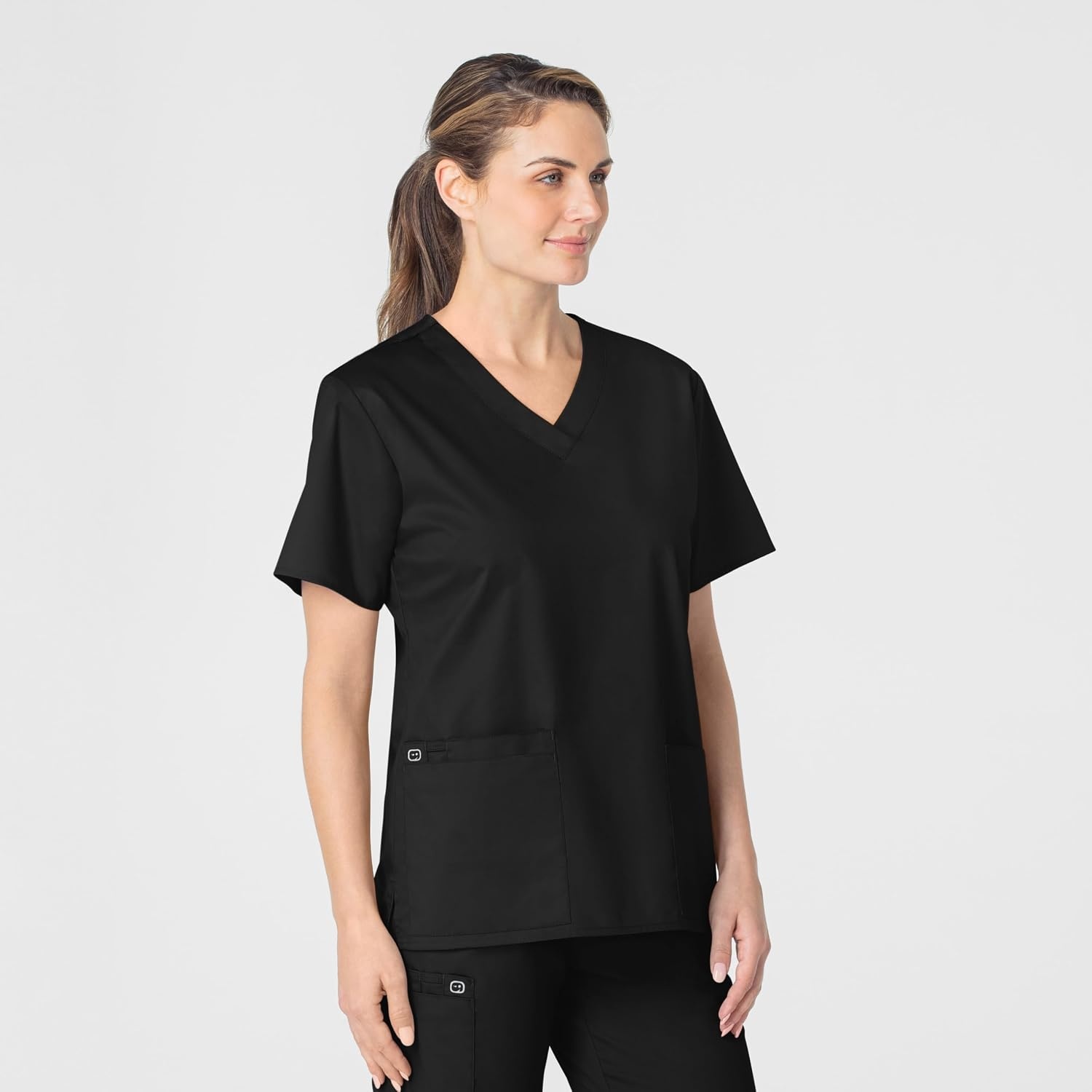 image:imageWink WonderWORK Womens VNeck Scrub Top Black 2XS