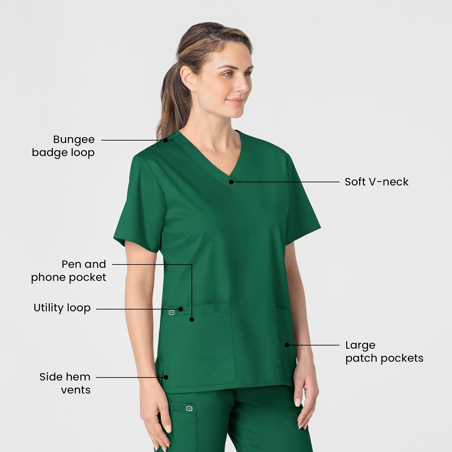 image:imageWink WonderWORK Womens VNeck Scrub Top Hunter 5XL
