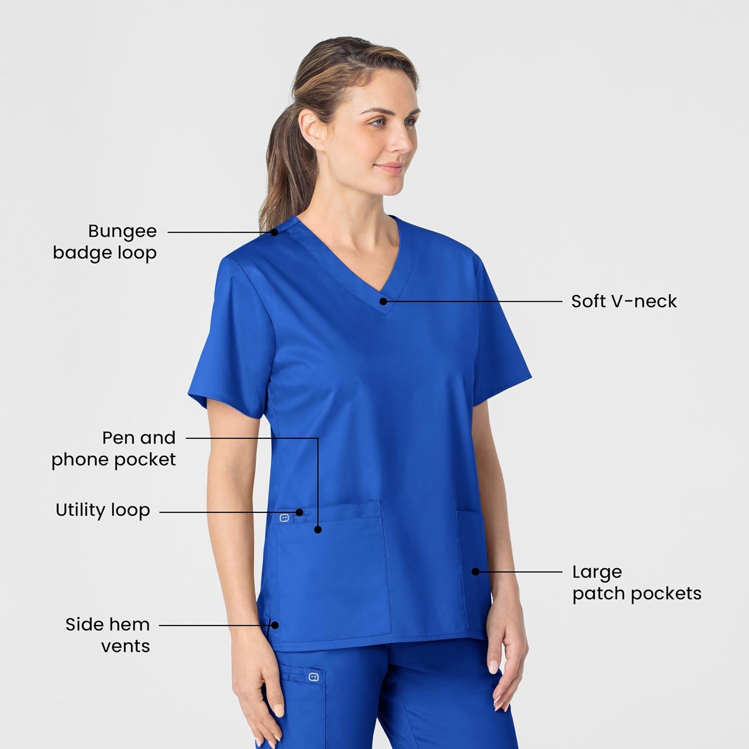 image:imageWink WonderWORK Womens VNeck Scrub Top Royal XS