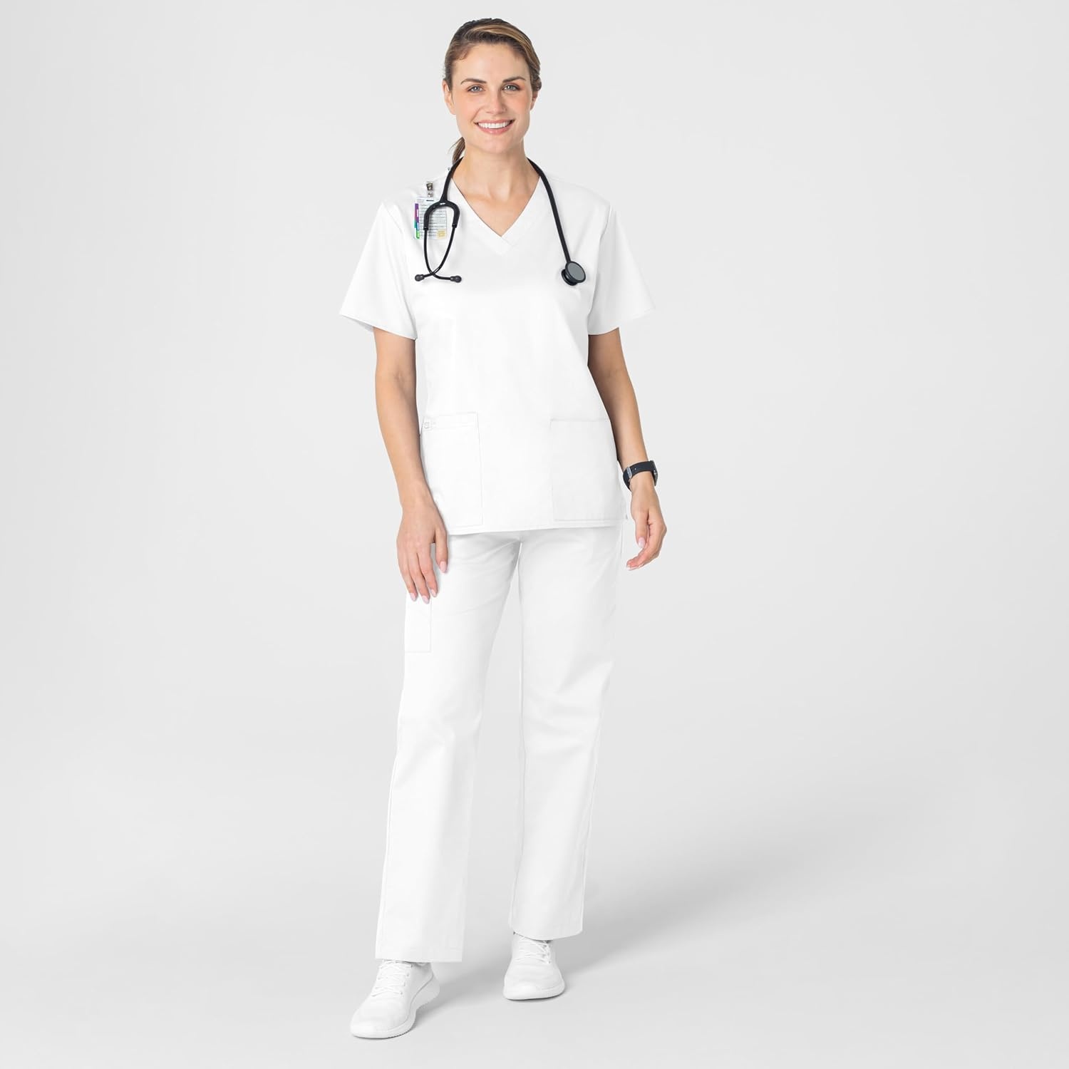 image:imageWink WonderWORK Womens VNeck Scrub Top White 4XL