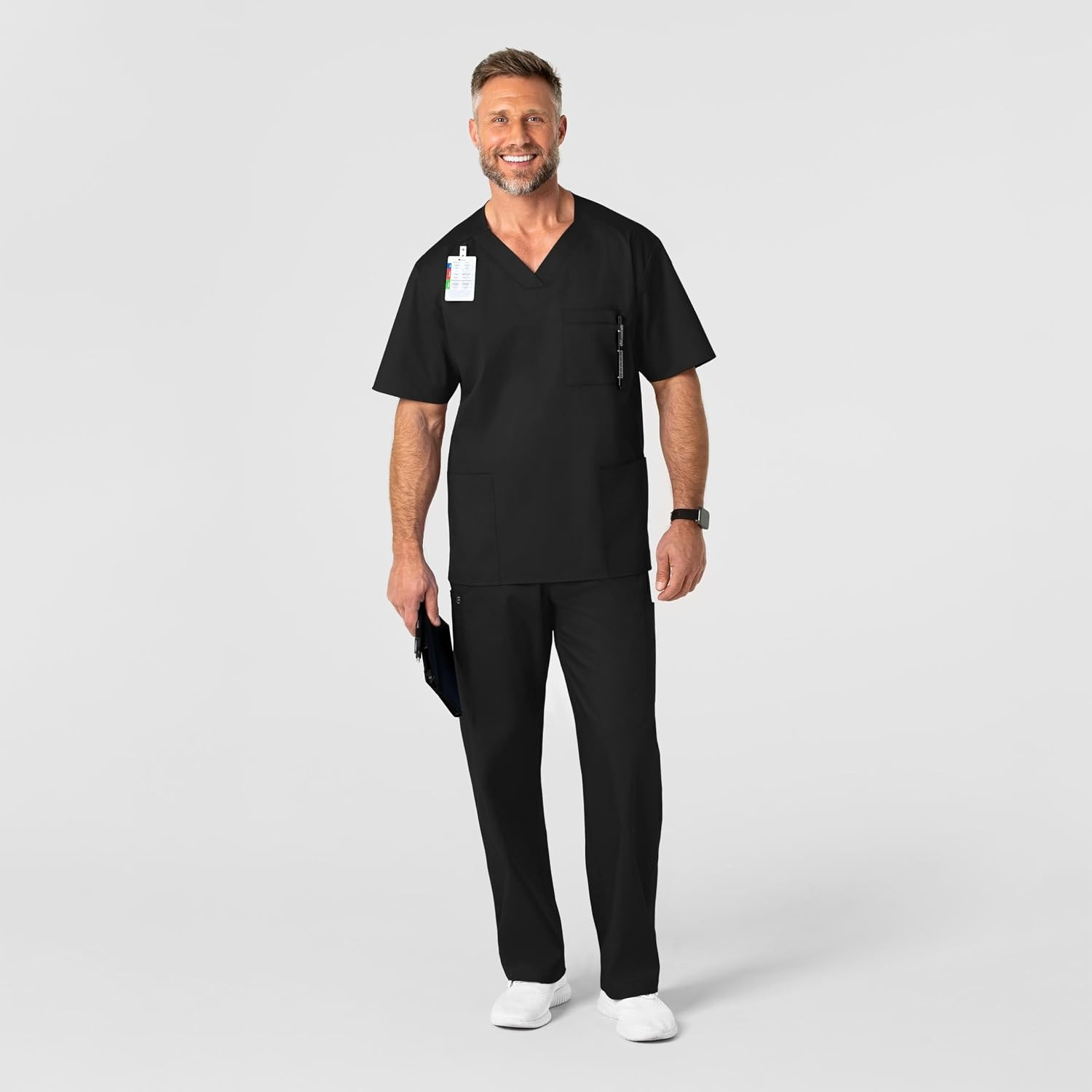 image:imageWonderWink Mens Big Wonderwork Big Mens V Neck Scrub TopBlack