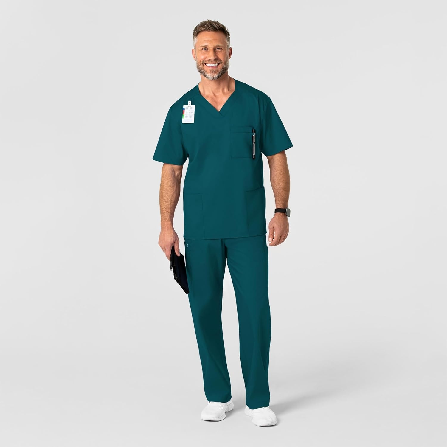 image:imageWonderWink Mens Big Wonderwork Big Mens V Neck Scrub TopCaribbean Blue