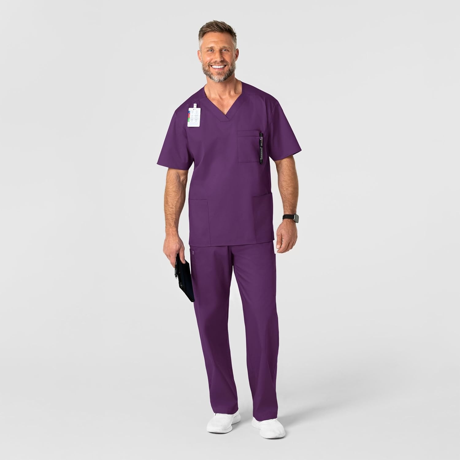 image:imageWonderWink Mens Big Wonderwork Big Mens V Neck Scrub TopEggplant