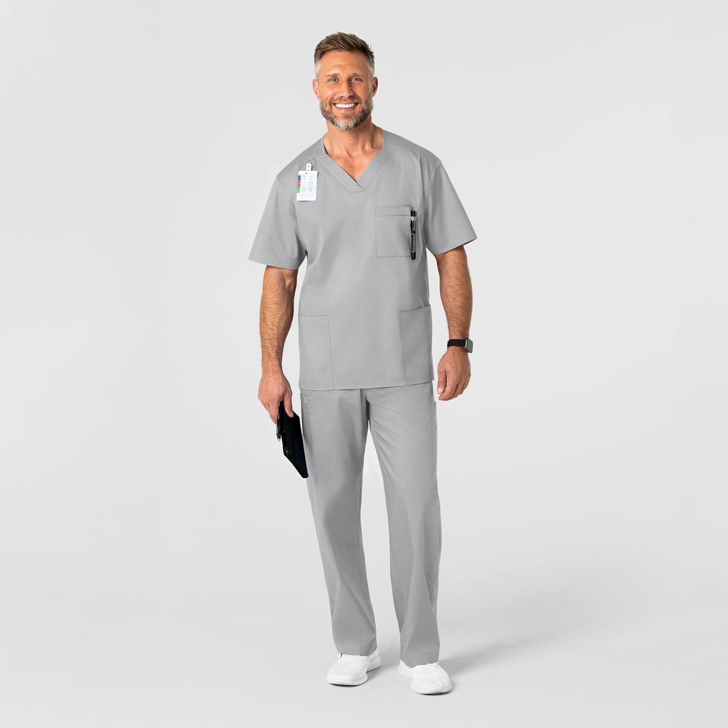 image:imageWonderWink Mens Big Wonderwork Big Mens V Neck Scrub TopGrey