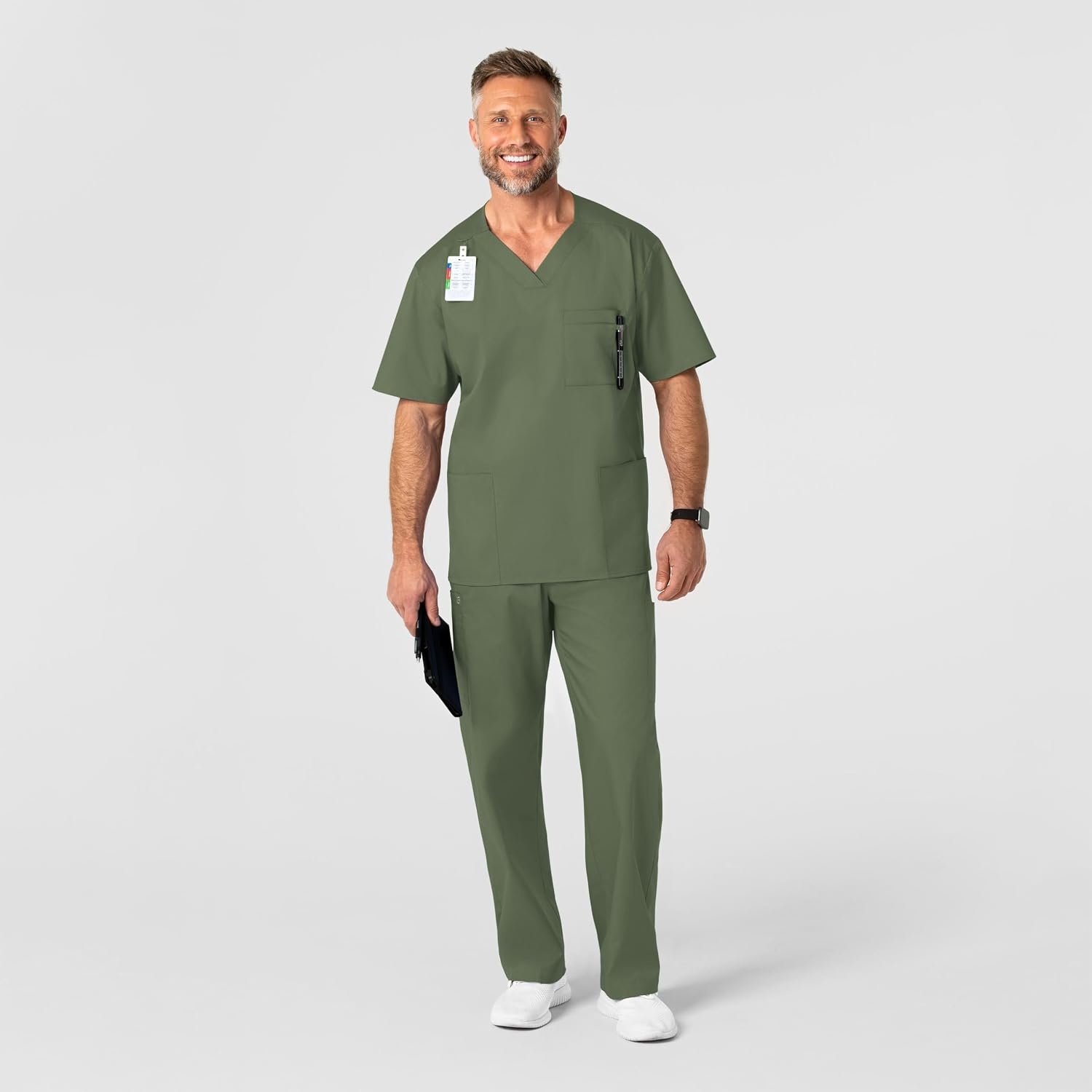 image:imageWonderWink Mens Big Wonderwork Big Mens V Neck Scrub TopOlive