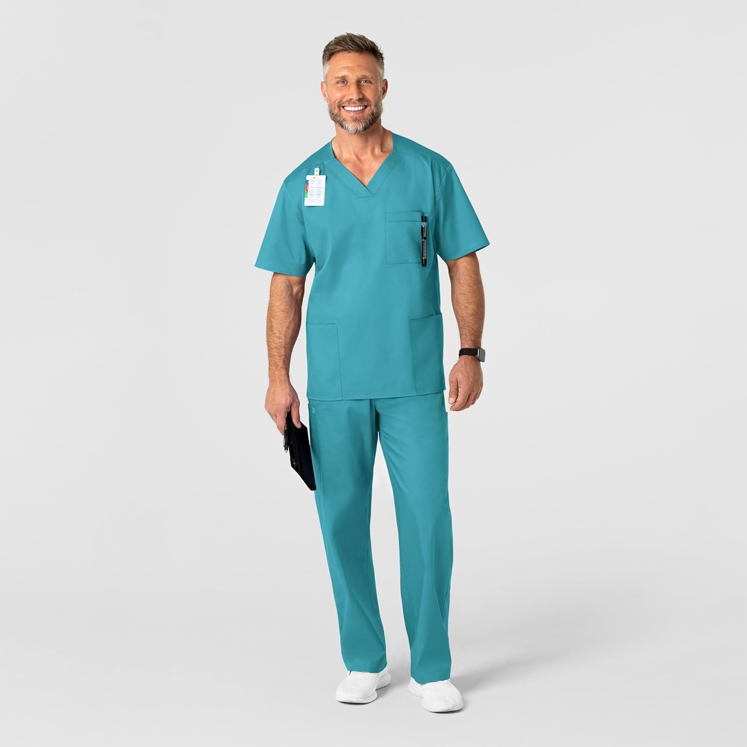 image:imageWonderWink Mens Big Wonderwork Big Mens V Neck Scrub TopTeal Blue