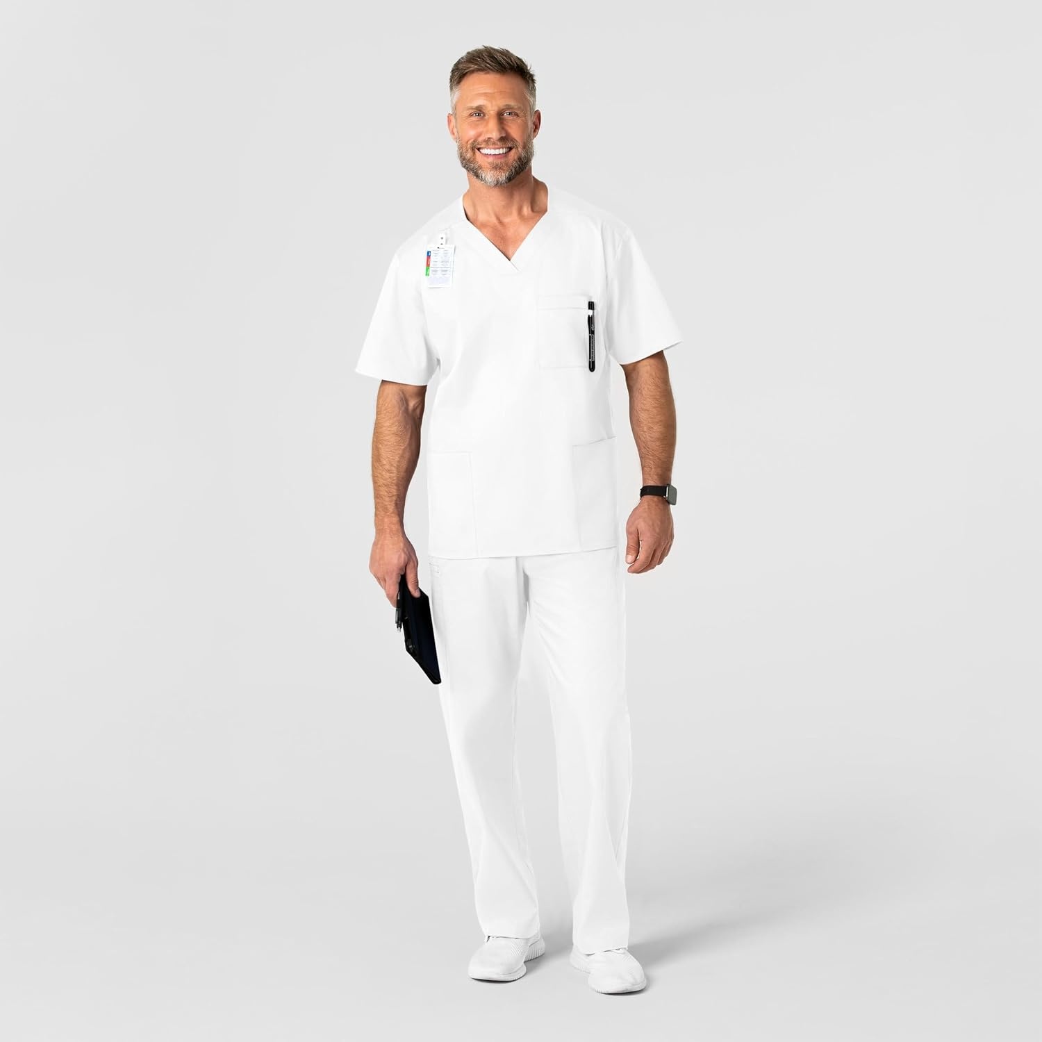 image:imageWonderWink Mens Big Wonderwork Big Mens V Neck Scrub TopWhite