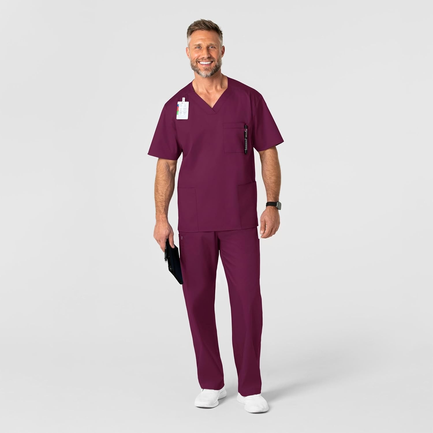 image:imageWonderWink Mens Big Wonderwork Big Mens V Neck Scrub TopWine