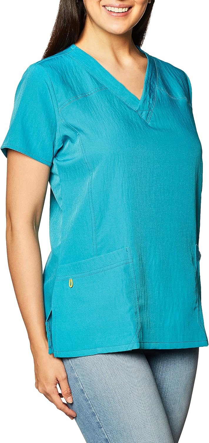 image:imageWonderWink Womens Scrubs Four Way Stretch Sporty VNeck Top Real Teal Small