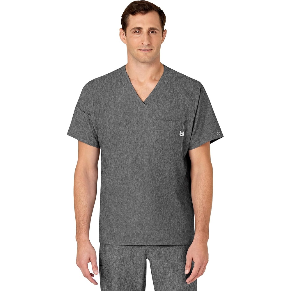 image:imageWINK W123 Mens VNeck Scrub TopCharcoal Heather