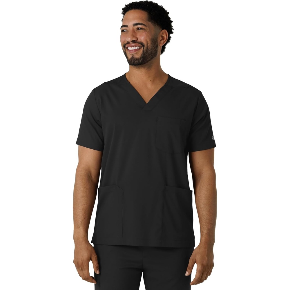image:imageWink Boundless Mens Multi Pocket VNeck Scrub TopBlack