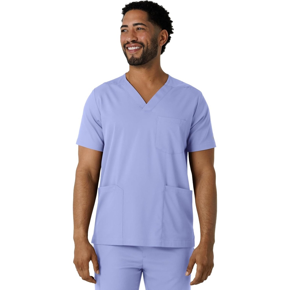 image:imageWink Boundless Mens Multi Pocket VNeck Scrub TopCeil Blue