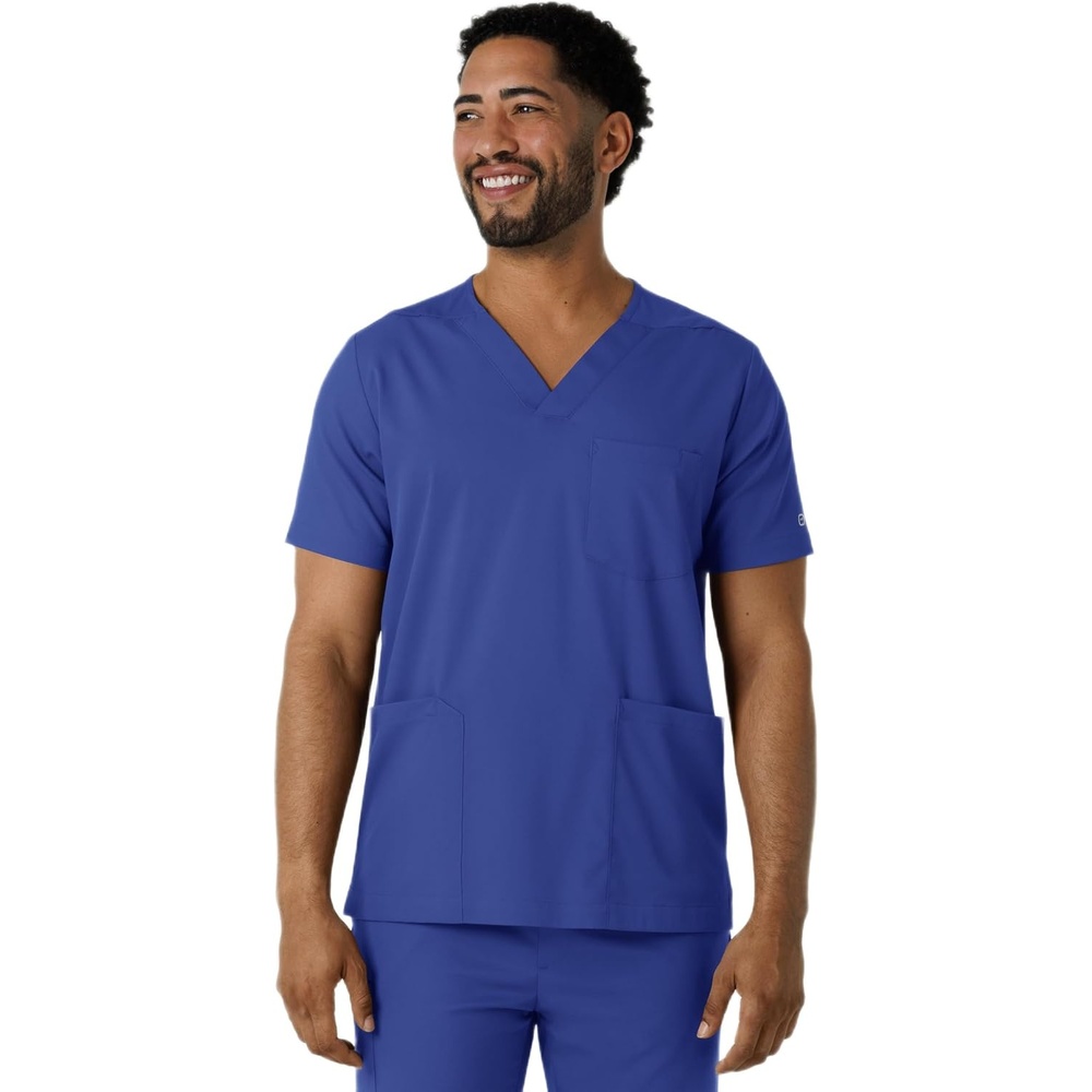 image:imageWink Boundless Mens Multi Pocket VNeck Scrub TopGalaxy Blue